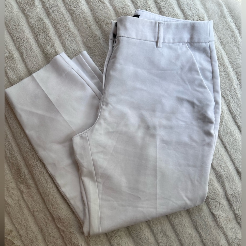 EXPRESS WOMENS MID RISE WHITE COLUMNIST ANKLE PANT 10